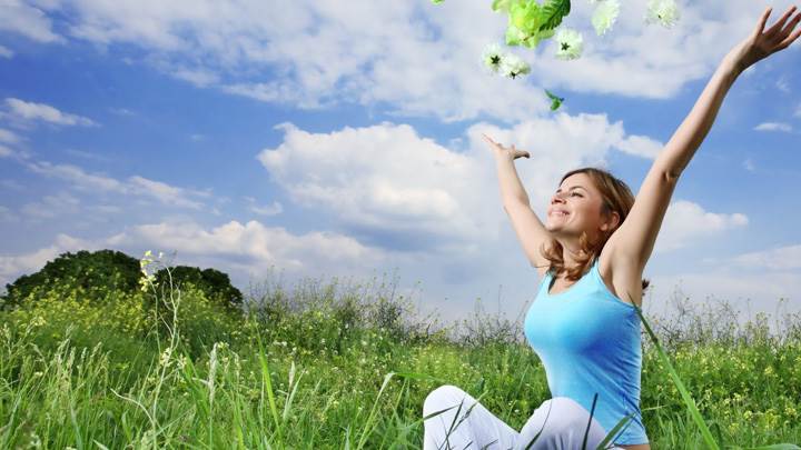 Sweet Teen Enjoying The Nature